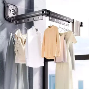 Cabideiro Varal De Roupas Parede Lavanderia Retrátil1