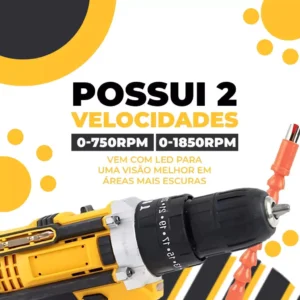 Parafusadeira Furadeira 12V 21V 2 Baterias5