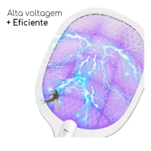 Raquete Mata Mosquito Recarregavel Com Suporte De Mesa Casa Cor Branco2