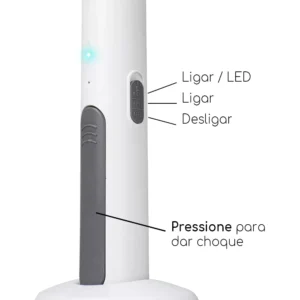 Raquete Mata Mosquito Recarregavel Com Suporte De Mesa Casa Cor Branco4