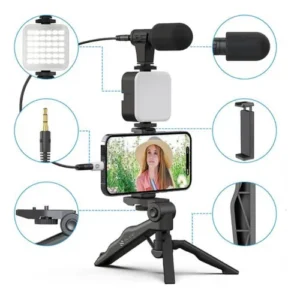 TriPod Celular Estabilizador Luz Led Com Microfone Gravacao2