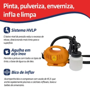 Pistola Pintura Pulverizadora Tinta Paint Plus Com Bico Metal Intech Machine1