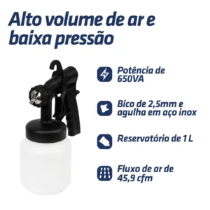 Pistola Pintura Pulverizadora Tinta Paint Plus Com Bico Metal Intech Machine2